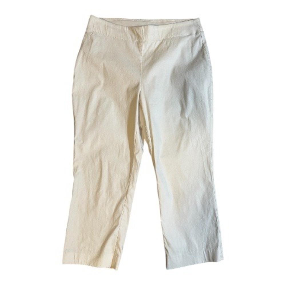 Chicos White XS 00‎ Straight Leg Cropped Capri Pull On Stretch Pants